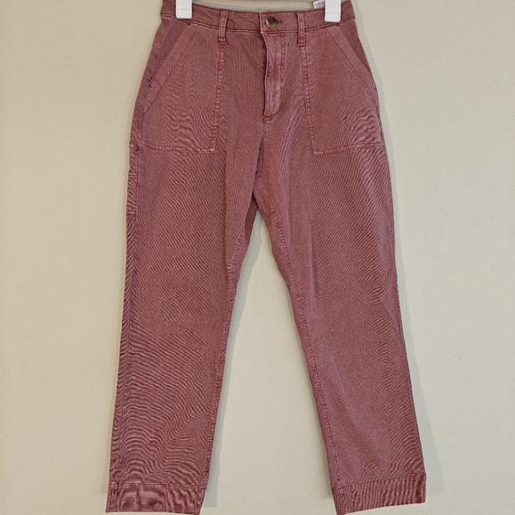 Old Navy Sz 4 Womens Pink High Waisted‎ Straight Canvas Workwear Chino Pants - Picture 3 of 8